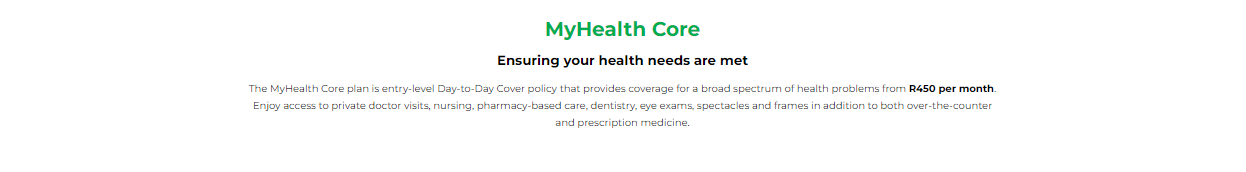 Dis-Chem Health MyHealth Core Plan Overview