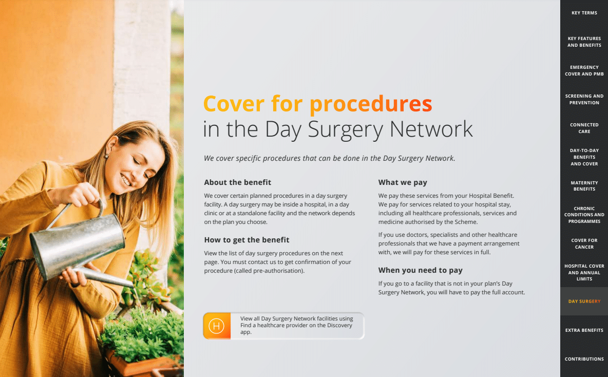 Discovery Health KeyCare Cover for Day Surgery Network Procedures