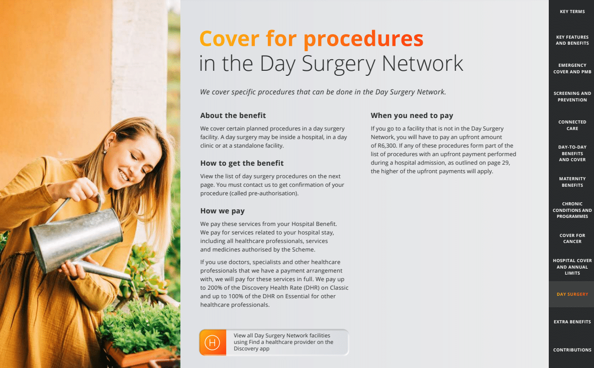 Discovery Health Priority Cover for Day Surgery Network Procedures