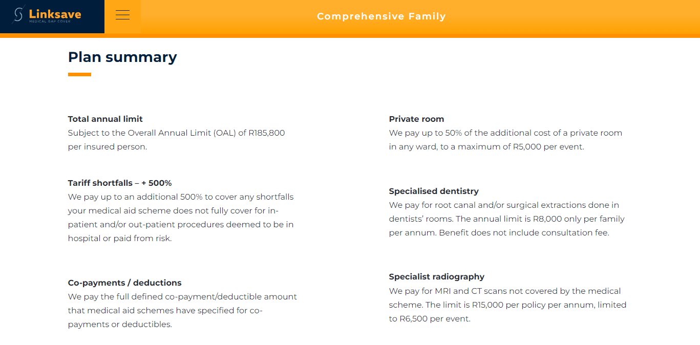 Linksave Comprehensive Family Premiums