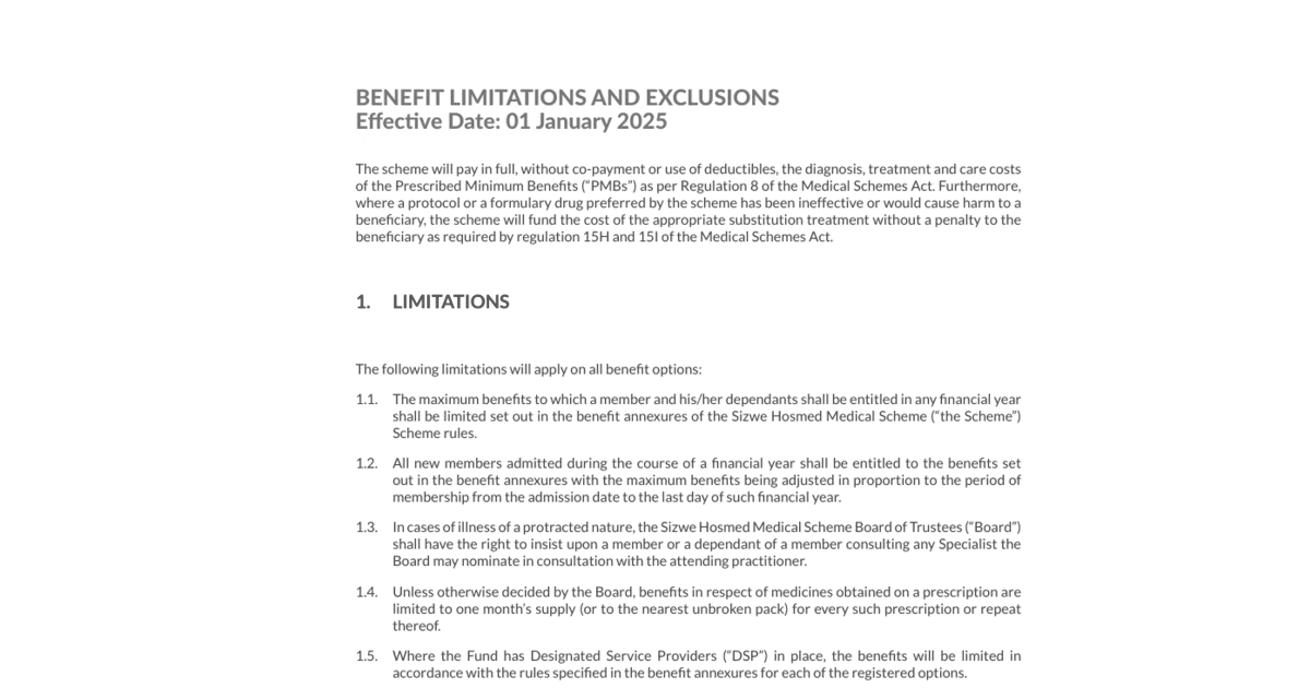Exclusions and limitations